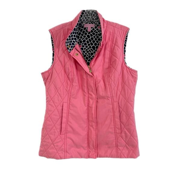Lilly Pulitzer Jackets & Blazers - Lilly Pulitzer Getaway Quilted Vest Womens Size Small Pink Full Zip Shell Lining